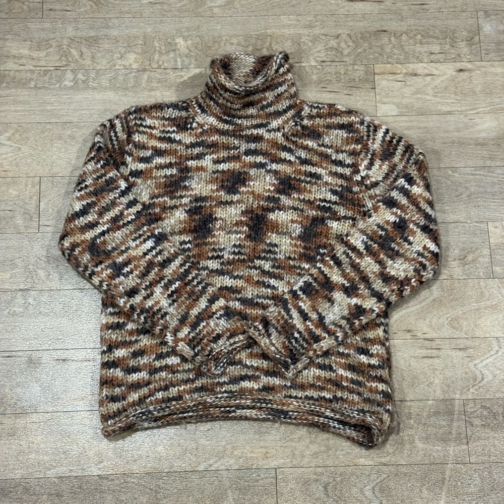 Columbia Multicolor Knit Sweater Turtleneck Wool Blend Size Large - Picture 1 of 6